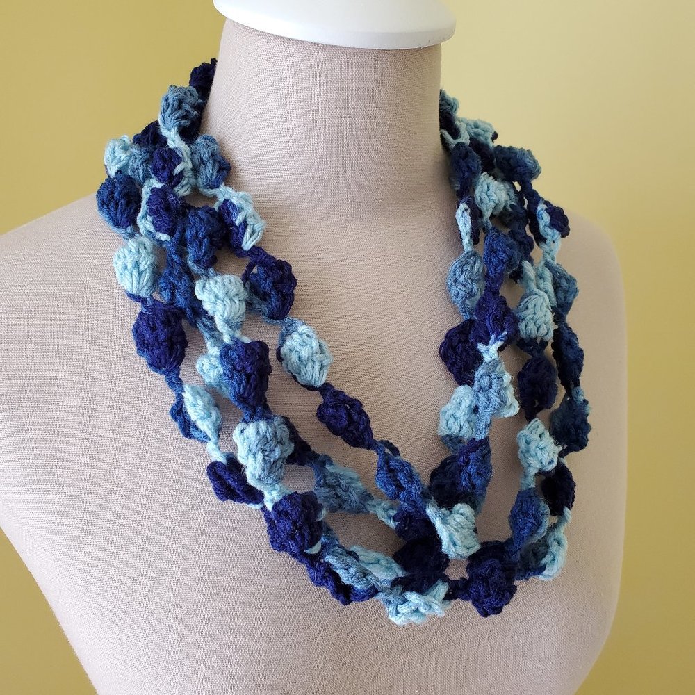 💜HP💜 Crochet Dusk Blue Bobble Necklace/New